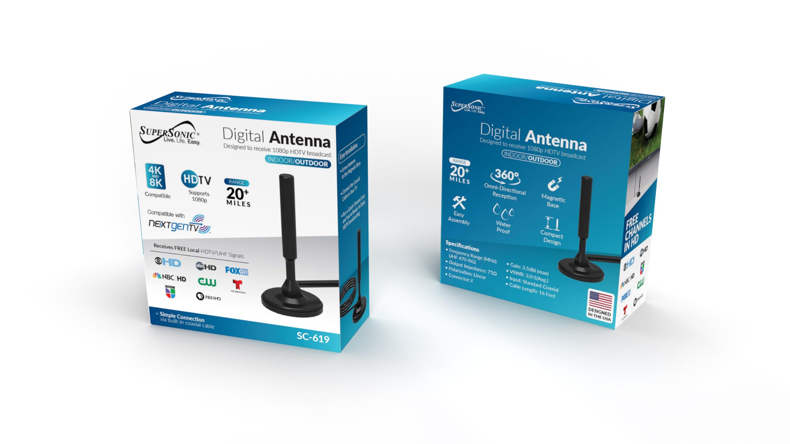 Amazon.com: Supersonic SC-619 HDTV Digital Indoor Outdoor Antenna