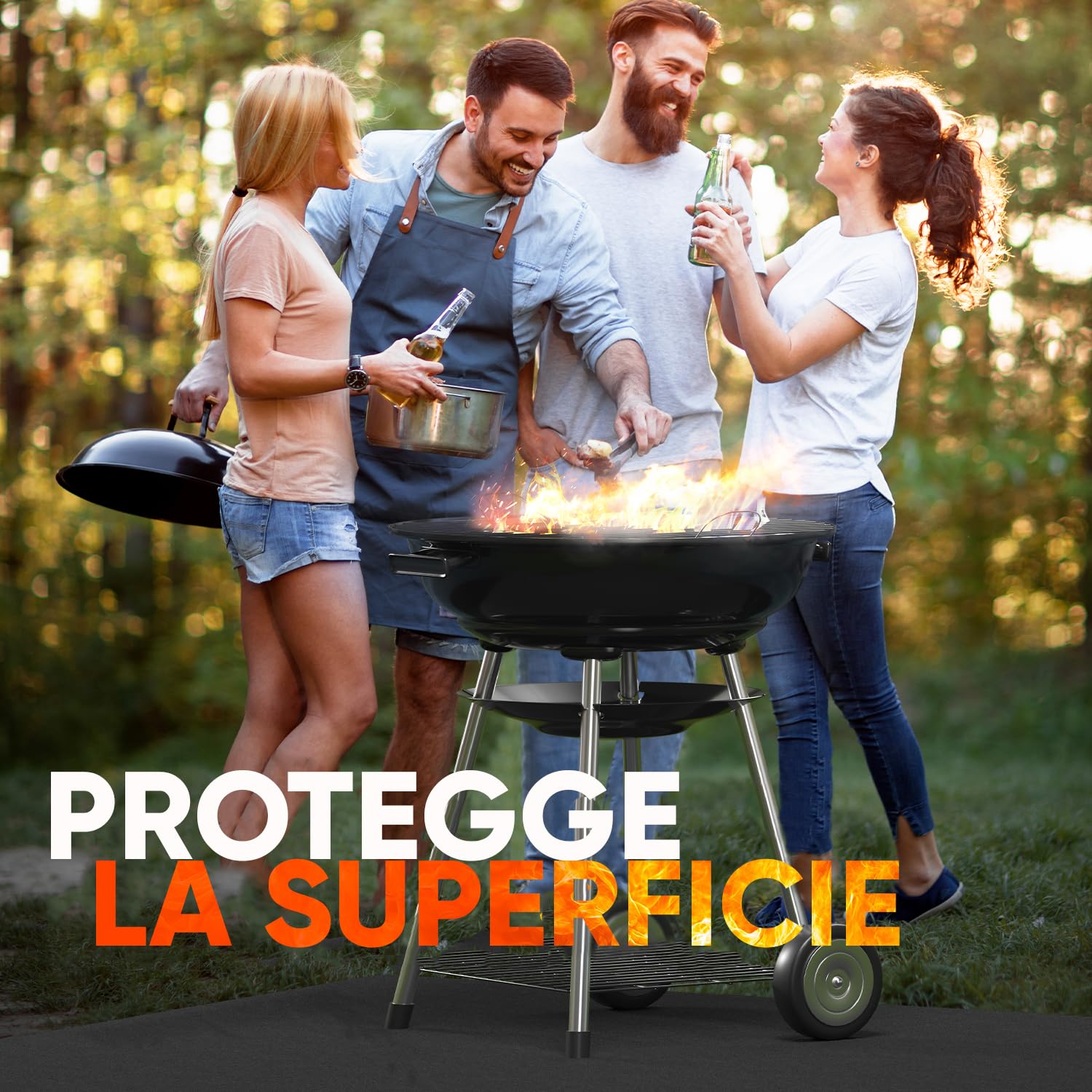 Tappeto refrattario 2x2 m resistente al calore fino a 982 °C nero, tessuto refrattario antincendio ideale per barbecue, termoprotettivo non infiammabile, piastra ignifuga, protezione antincendio
