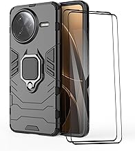 ESHUYI Coque pour Xiaomi Poco F7 Ultra avec 2 Pièces Protection Écran, 360° Support Rotatif [Fonctionne avec Support De Voiture Magnétique] Étui Housse, Noir