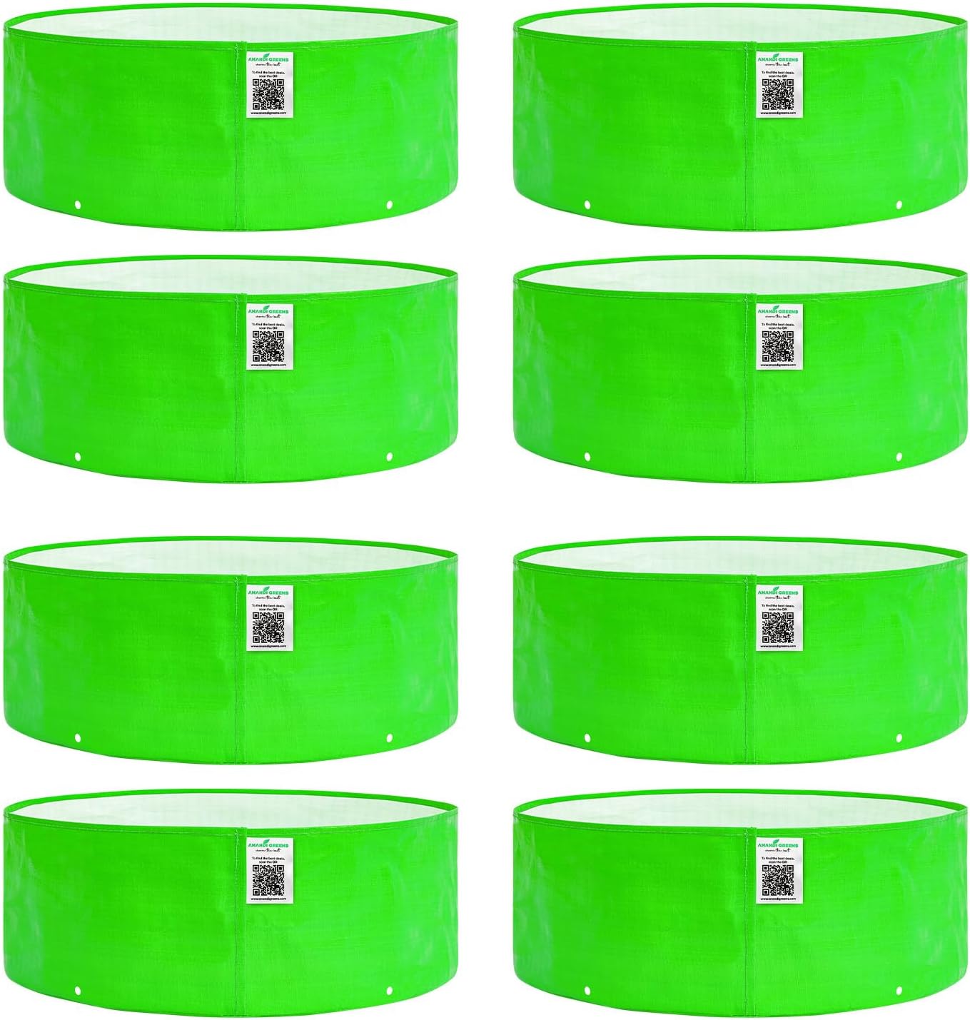 Anandi Green's HDPE Uv Protected 260 GSM Round Green Colour Plants Grow Bags Suitable for Terrace and Vegetable Gardening Size 18x6 Inch Pack of 8