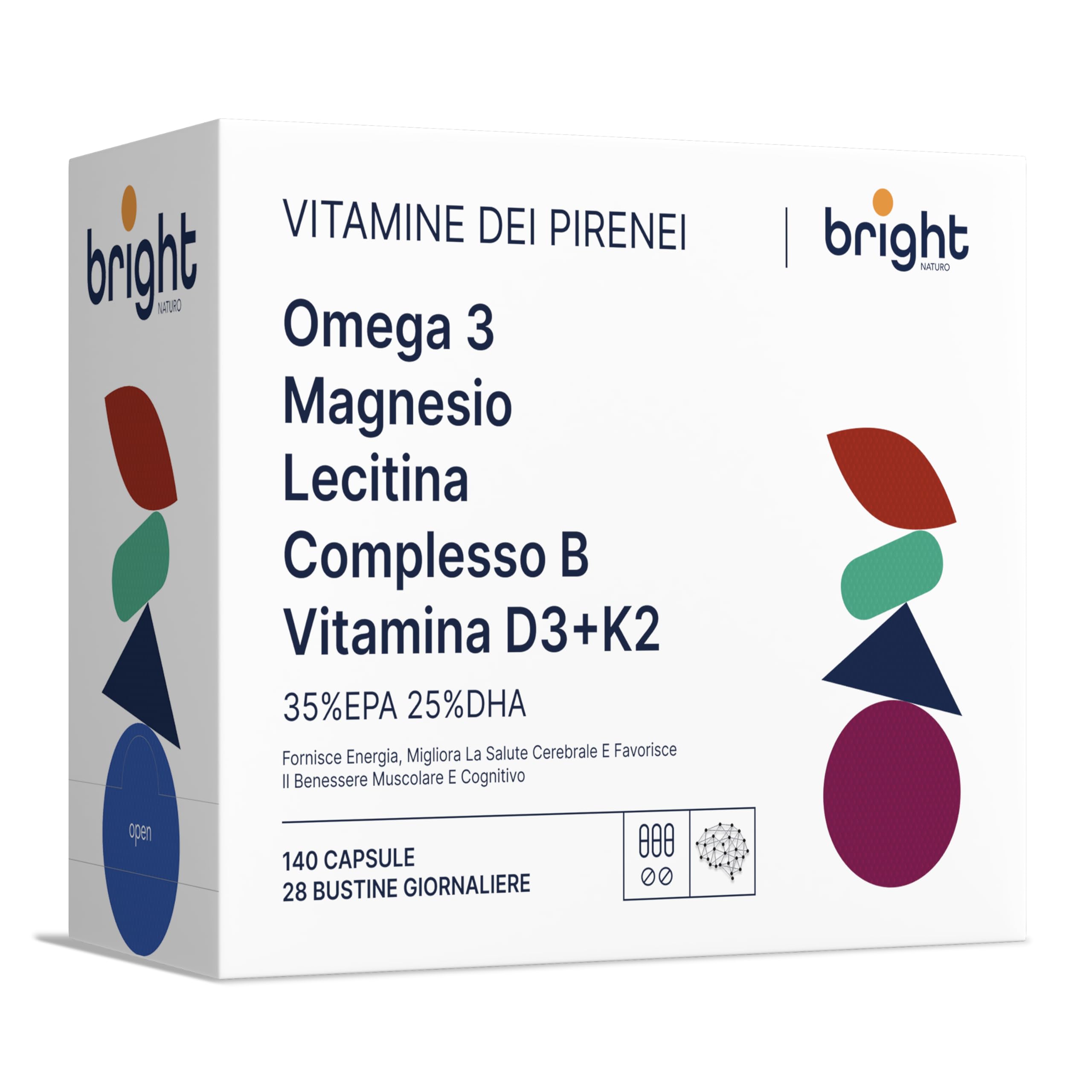 Complesso di Vitamina B + Omega-3 + Vitamina D3 K2 + Magnesio Chelato + Lecitina – Set unico di vitamine | 28 Bustine Giornaliere