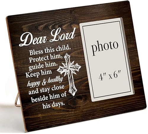 Marco de fotos para regalos de bautismo, regalo de bautismo para bebé, regalos de bautismo para bebé, marco de madera para bautizo, decoración de