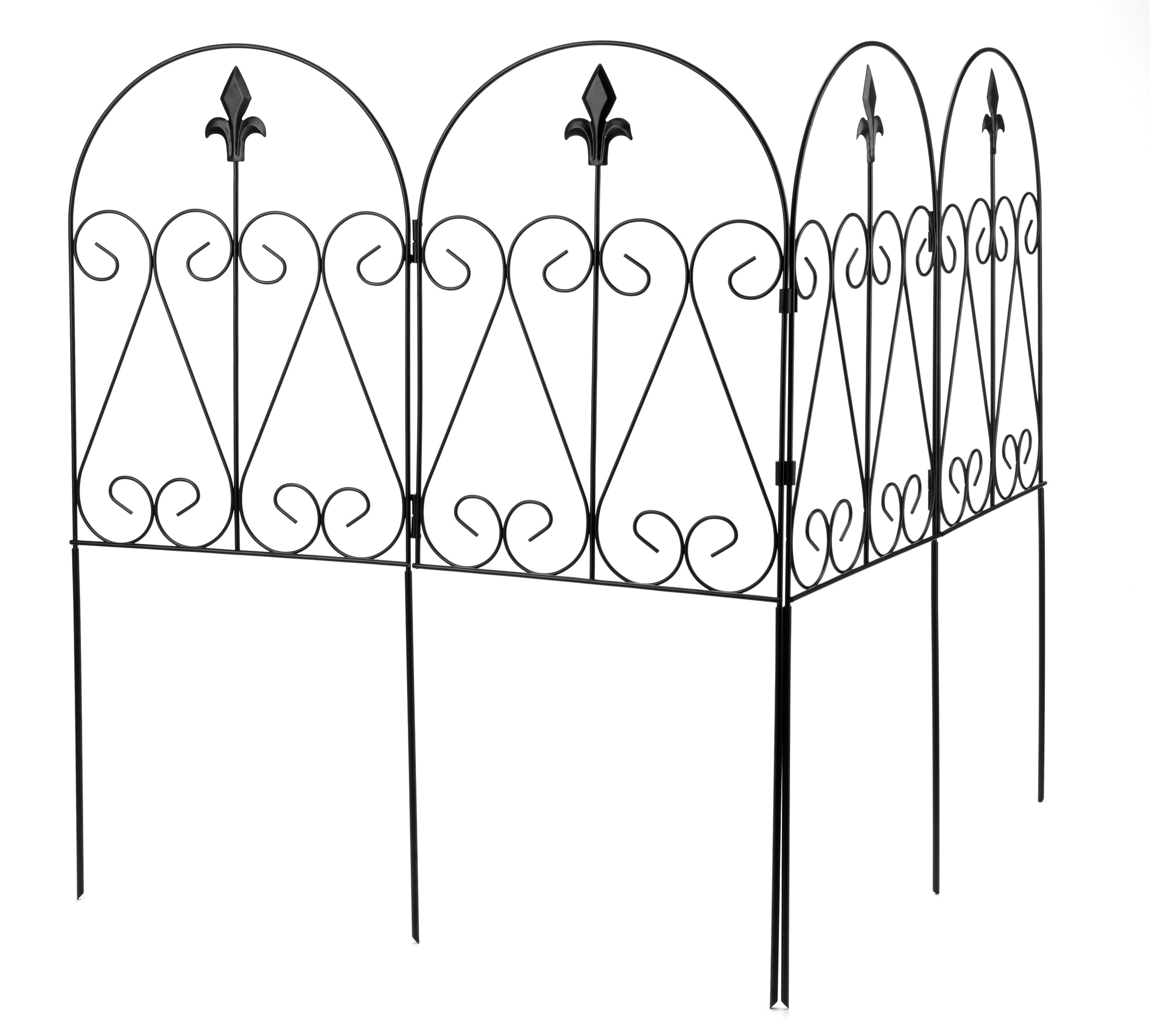 Garden Fence, 30in(H) x 10ft (L) Rustproof Metal No Dig Fence Black Fence Panels, Arched Garden Fencing Animal Barrier, Decorative Garden Fences Borders for Dogs, Flower Bed, Patio,Outdoor, Yard