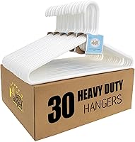 QualityHangers Heavy Duty White Plastic Hangers 30 Pack - 9mm Thick Strong Closet Hangers with Hooks for Coats, Clothes, Scarves & Belts