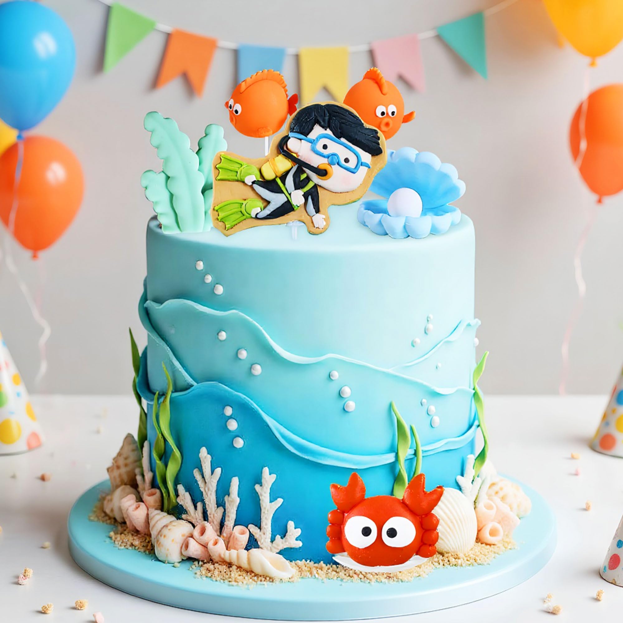 Under the Sea Cake Toppers Ocean Animal Cupcake Toppers Under the Sea Party Decorations Ocean Sea Theme Baby Shower Birthday Party Cake Decorations
