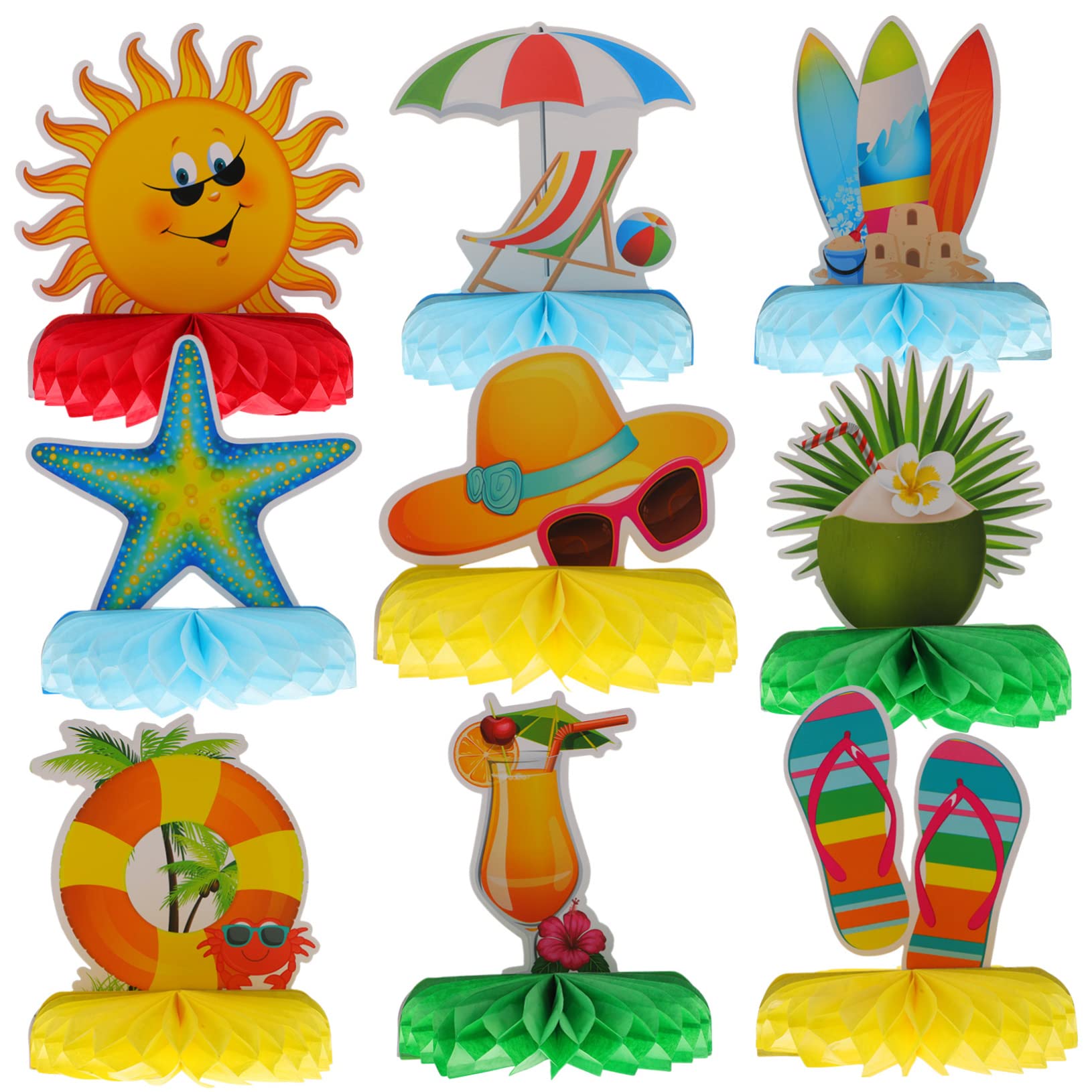 Abaodam 2 Set Ornamenti Estivi A Nido d'Ape Decorazioni Ghirlanda Arredamento Party Natale Addobbi Hawaiani per Feste Fornitura del Partito Decoro A Nido d'Ape in Tessuto Carta 9 Pezzi * 2