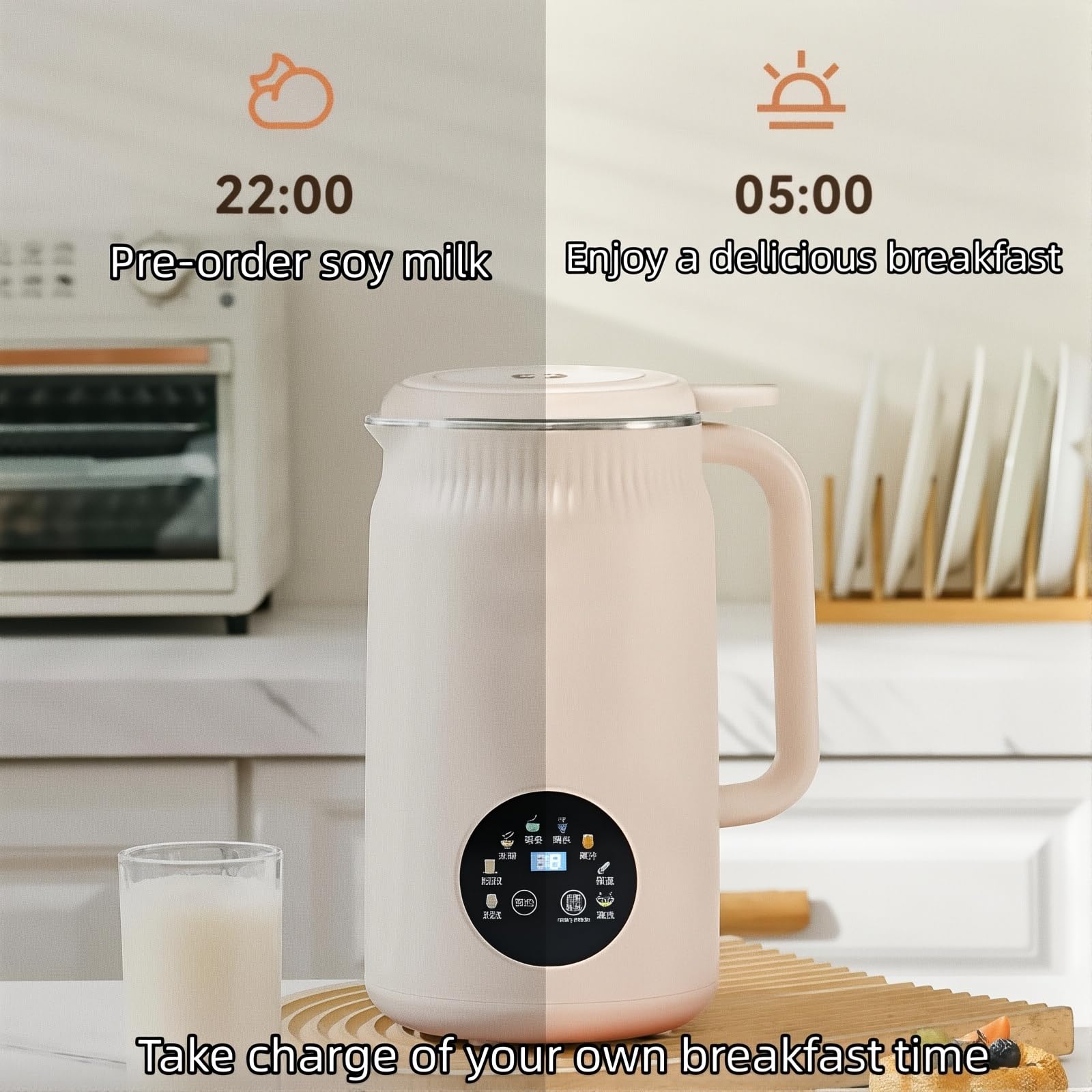 Maszynka do mleka orzechowego, automatyczny ekspres do mleka sojowego 1200 ml z opóźnionym startem, utrzymuje ciepło, samoczyszczący robot kuchenny dla niemowląt do migdałów, owsa, mleka nerkowca, zup
