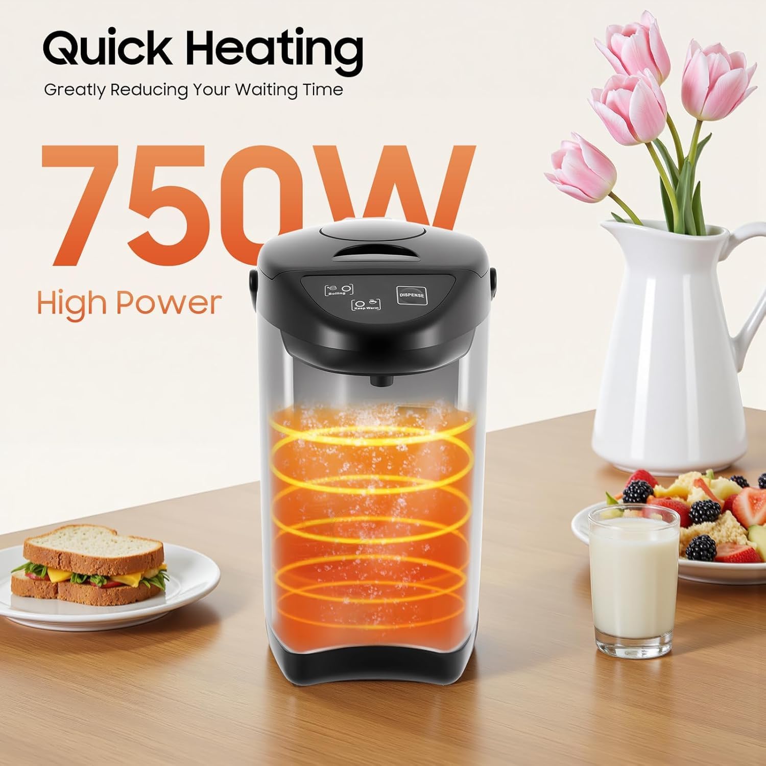 Heißwasserspender Thermopot, 4L Glühweinkocher Edelstahl Heißwasserspende Heißgetränkeautomat Thermostat Elektrischer Wasserkocher Mit drei Ausgabemethoden Sicherheitsventil & Trockenlaufschutz