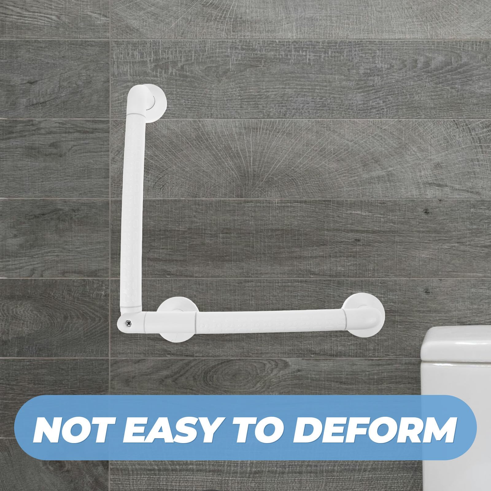 Ciieeo Barra de Apoyo de Baño Plegable Antideslizante 48x48 Cm, Pasamanos de Acero Inoxidable Blanco para Ducha y Wc, Accesorio de Seguridad para Personas Mayores y Movilidad Reducida