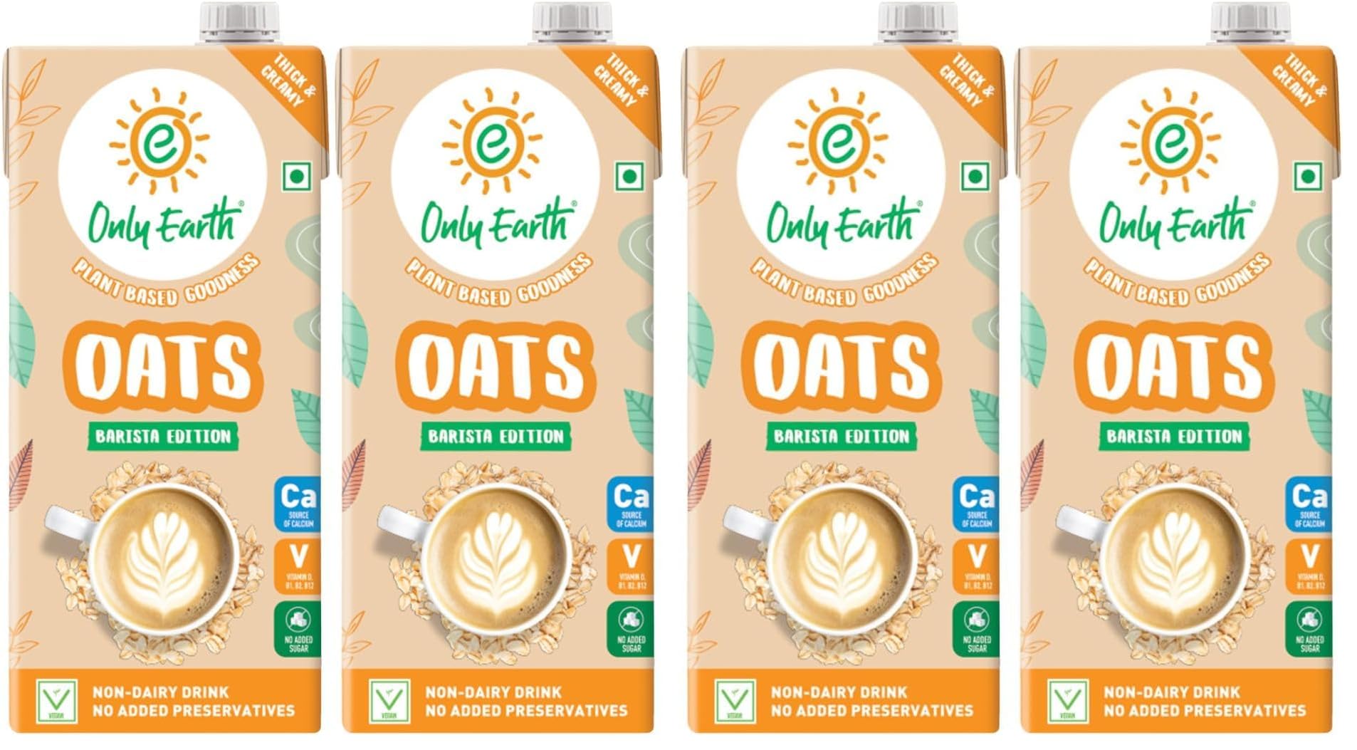 Only Earth Oats Drink Barista Edition | Unsweetened Drink | Lactose Free | Preservatives Free | Plant Based | Dairy Alternative | Source of Calcium | Source of Vitamin D, B1, B2 & B12 | 1 Litre (Pack of 4)-image-41