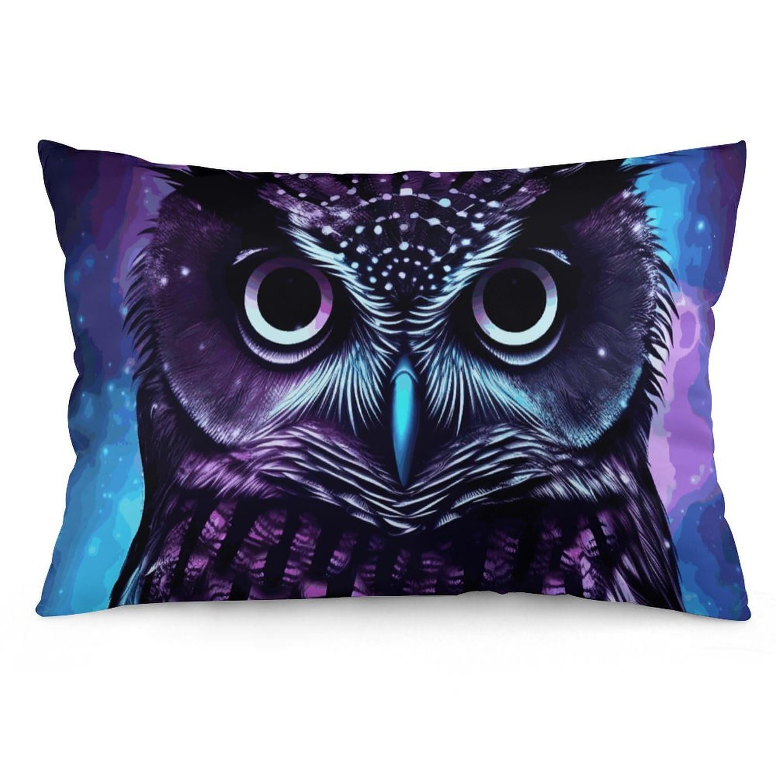 Velvet Pillowcases Standard Size 12 "x20, Ultra Soft Breathable Pillow Cases for Bed, Luxury Cozy Fuzzy Pillow Shams, Lumbar Pillow Cover, Purple Owl Cushion Case Home Decor