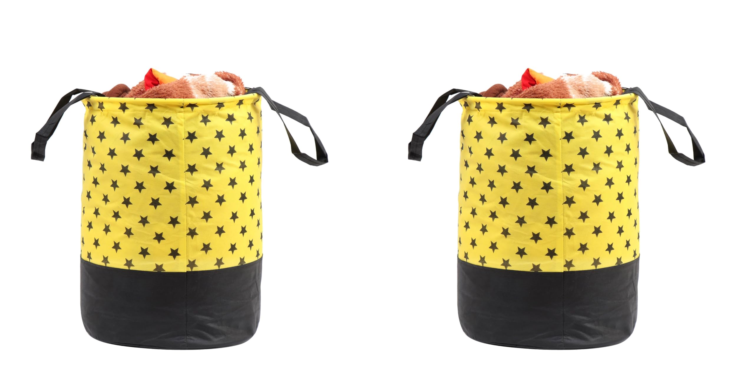 BB BACKBENCHERS Laundry Bag/Laundry Basket/Clothes Storage Box/Storage Basket/Storage Bag, 45L (Yellow Star (Pack of 2))
