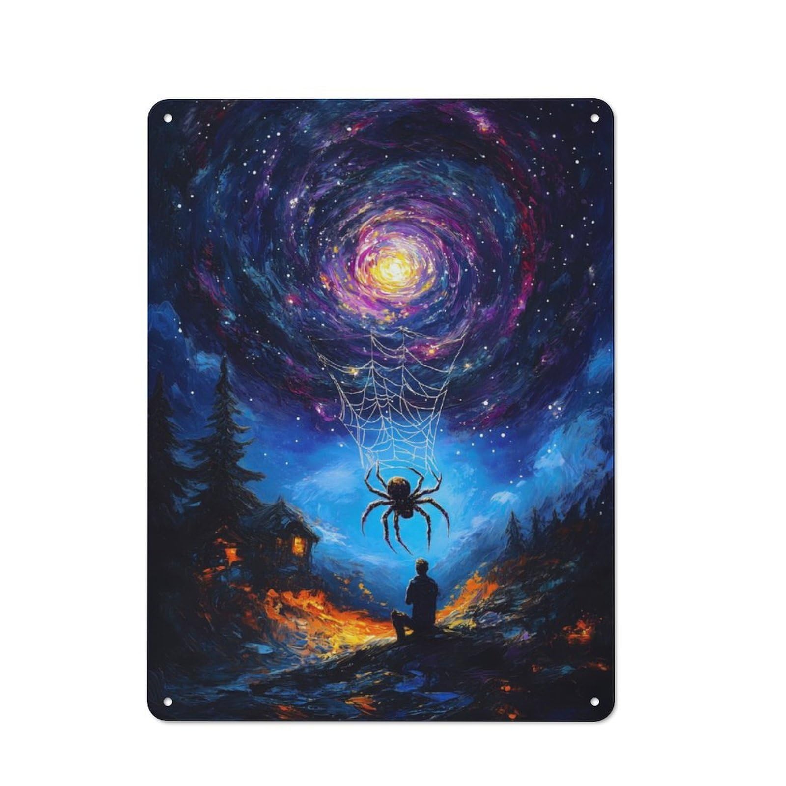 Junmoney Spider And The Galaxy Retro Tin Wall Plaque 40X30cm For Man Cave Or Games Room, For Games Room Collectors
