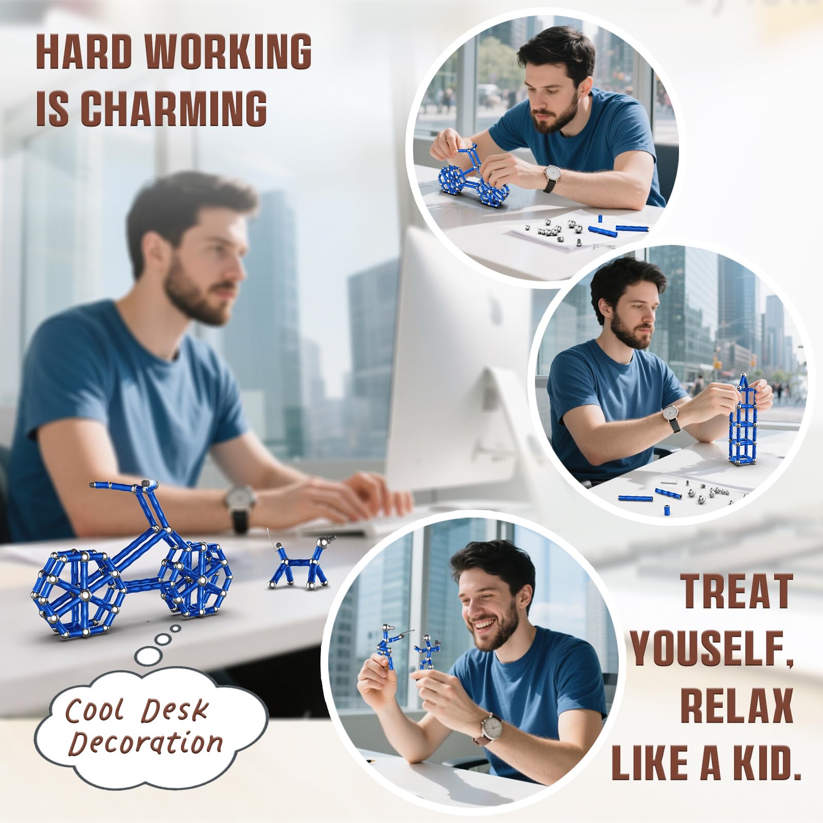 Tigerhu Penna Magnetica, Divertente Multifunzione Fidget Pen nera Penna A Sfera, Antistress Penna Multifunzione, Antistress Adulti Uomini, Donne, Marito e Regalo Festa Del Papà-blu