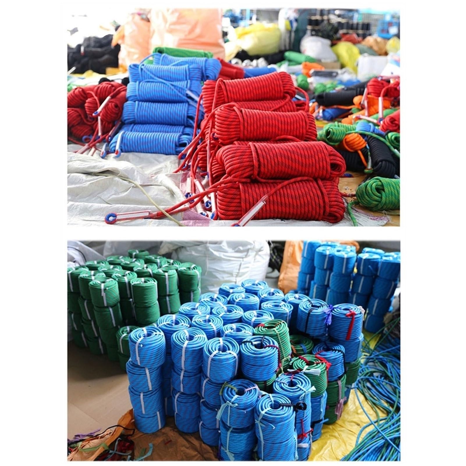 Outdoor-Kletterseil, 10 mm Durchmesser, 9,8 m, 25 m, 50 m, 100 m, 150 m, 199,9 m, statisches Kletterseil, Nylonseil, Eiskletterausrüstung, Feuerrettung, Fallschirmseil mit 2 Stahlhaken