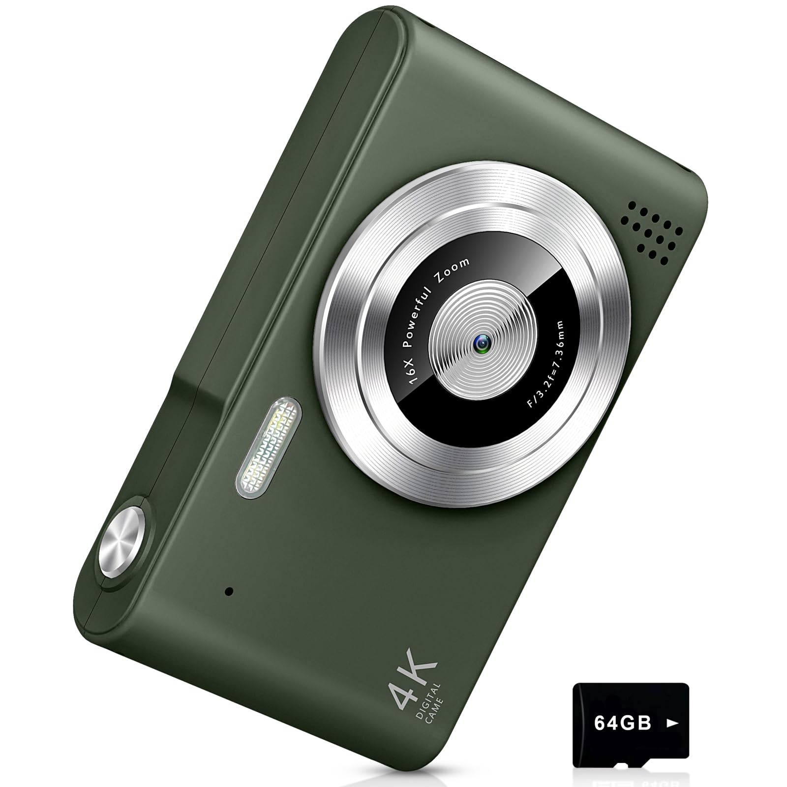 Digital Camera, UHD 4K Kids Camera, 48MP Point and Shoot Digital Cameras with 64GB SD Card and 16X Digital Zoom Anti Shake, Compact Portable Small Gift Camera for Kids Boys Girls Students, Green-picture-31