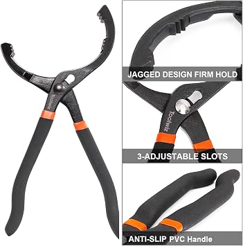 Toolwiz Oil Filter Wrench & Oil Filter Pliers (Set of 2) Universal Oil Filter Key Oil Change Tools for Oil Filter Tool 64 mm to 116 mm Filters on Cars Cars Motorcycles etc.