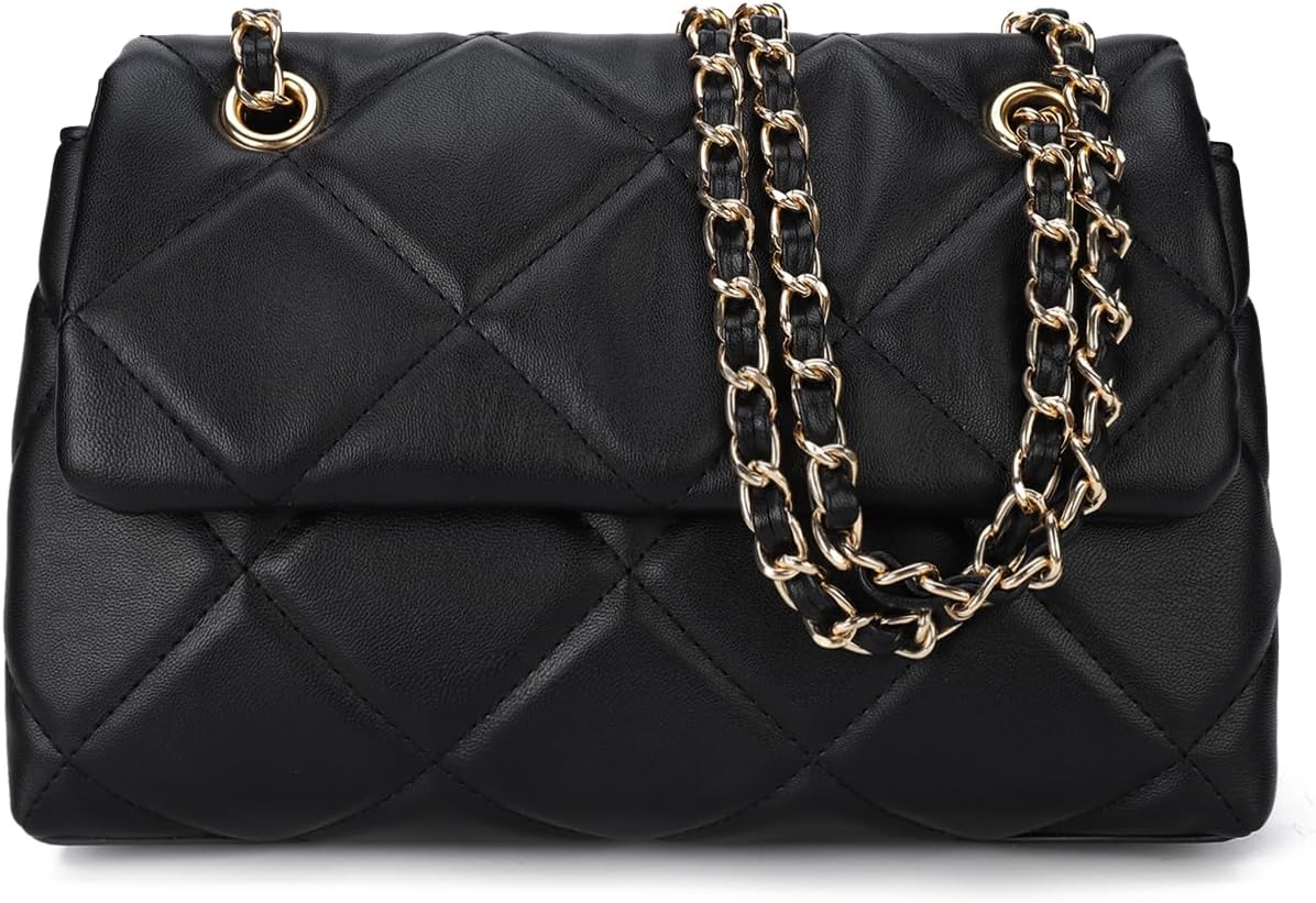 Quilted Crossbody Purses for Women Small Ladies Shoulder Bags with Chain Trendy Clutch Purse Cute Designer Bag
