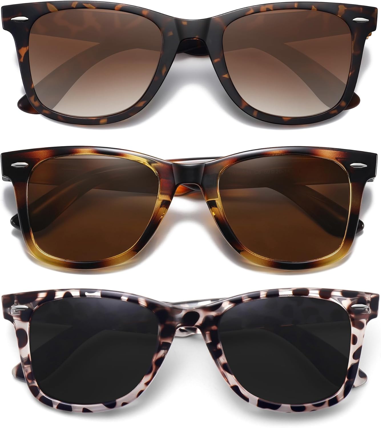 MEETSUN Retro Polarized Sunglasses for Women Men Classic Mirror Lens Driving Trendy Sun Glasses UV Protection (3 Pack)