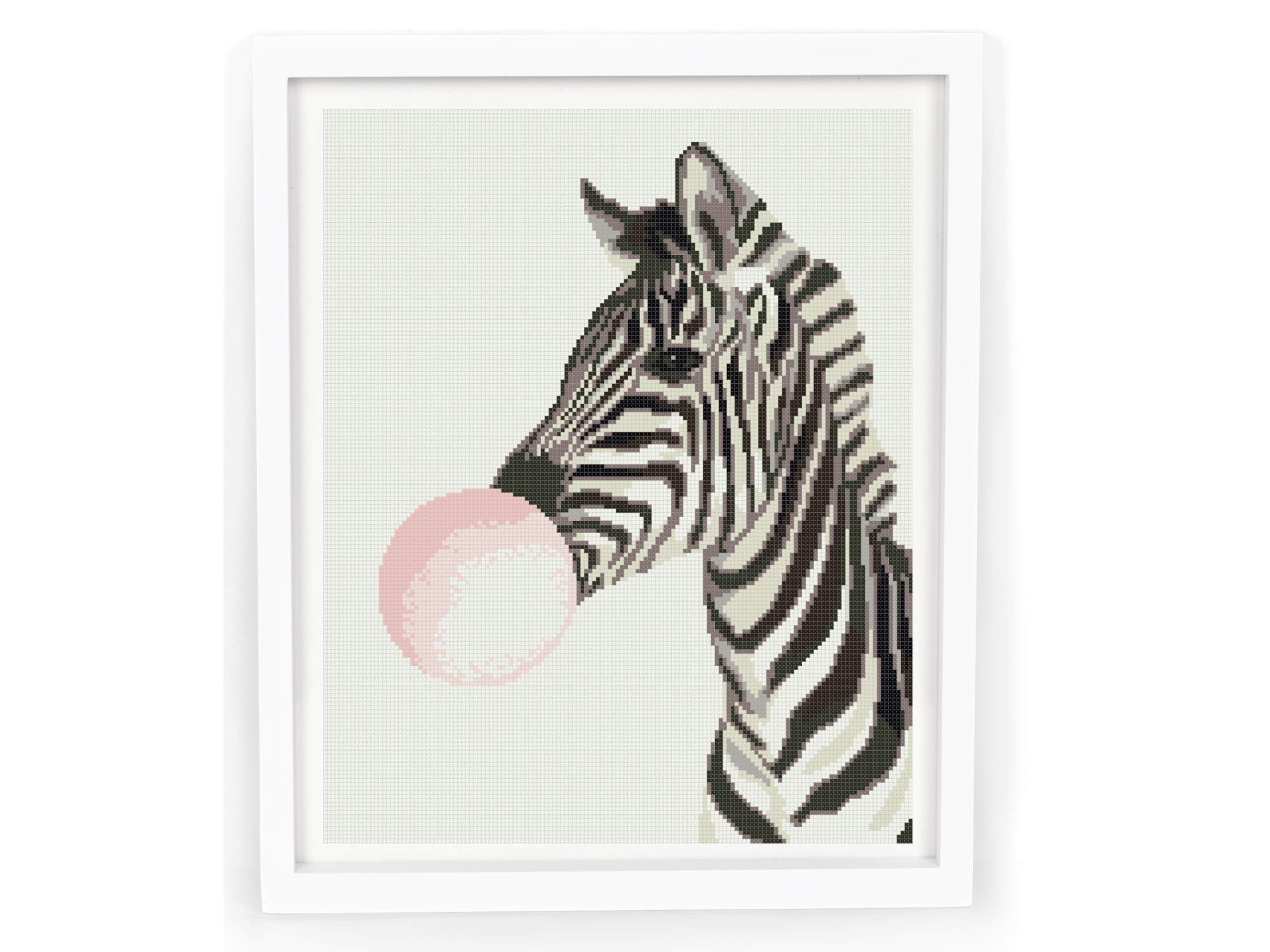 Cross Stitch Patterns Animals PDF, Funny Zebra Modern Counted Easy Cute DMC Simple Cross Stitch Pattern Design for Beginners, Baby Room Wall Decor DIY, Materials are NOT Included!