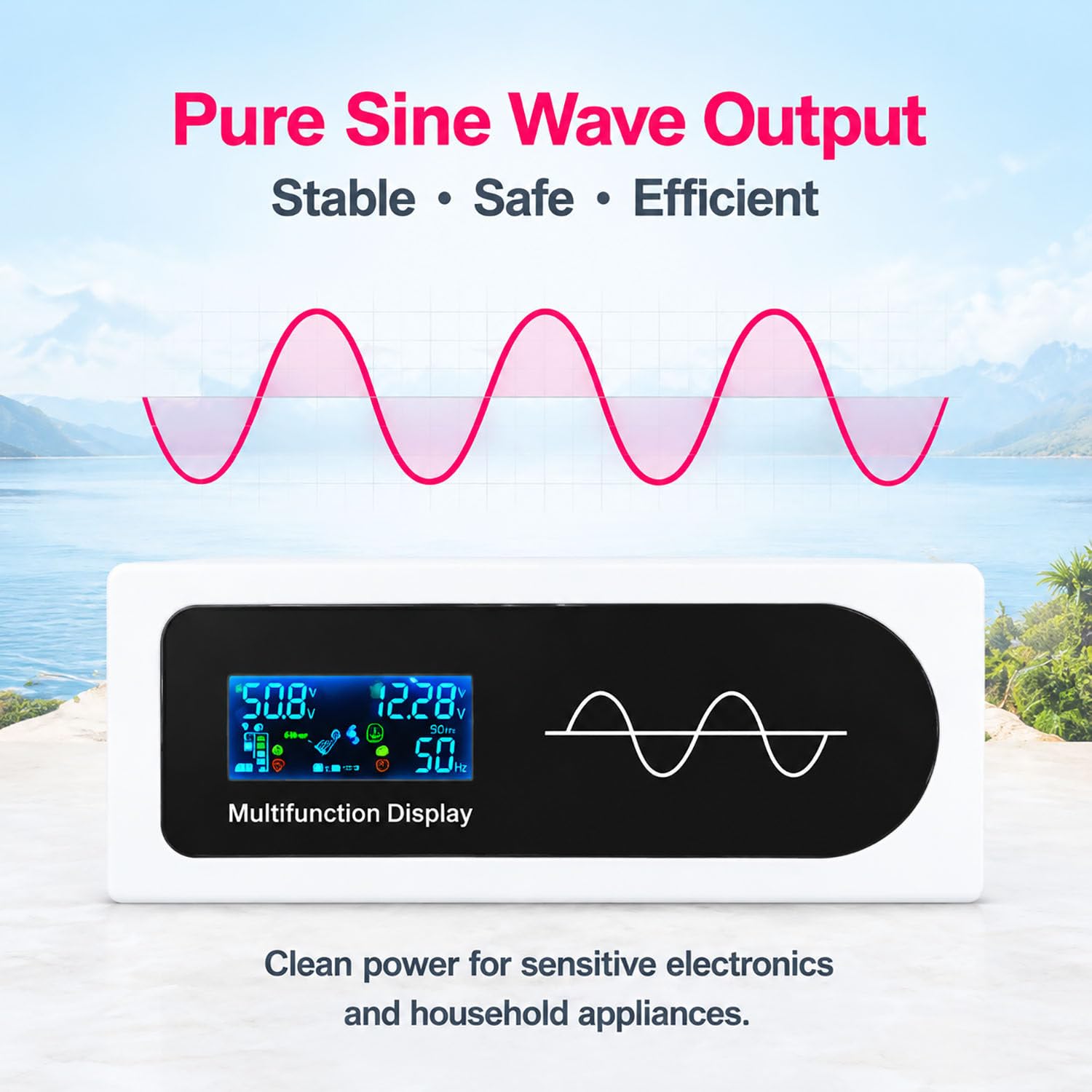 Onduleur sinusoïdal Pur 12–96 V vers 220 V AC, Maison Solaire/Camping-Car 12V-3000W
