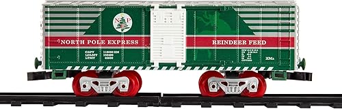 Miniatura 9 de Lionel Juego de trenes North Pole Express Holiday Train de 29 piezas con efecto de humo de vapor de agua, faro de trabajo, sonidos de bocina y