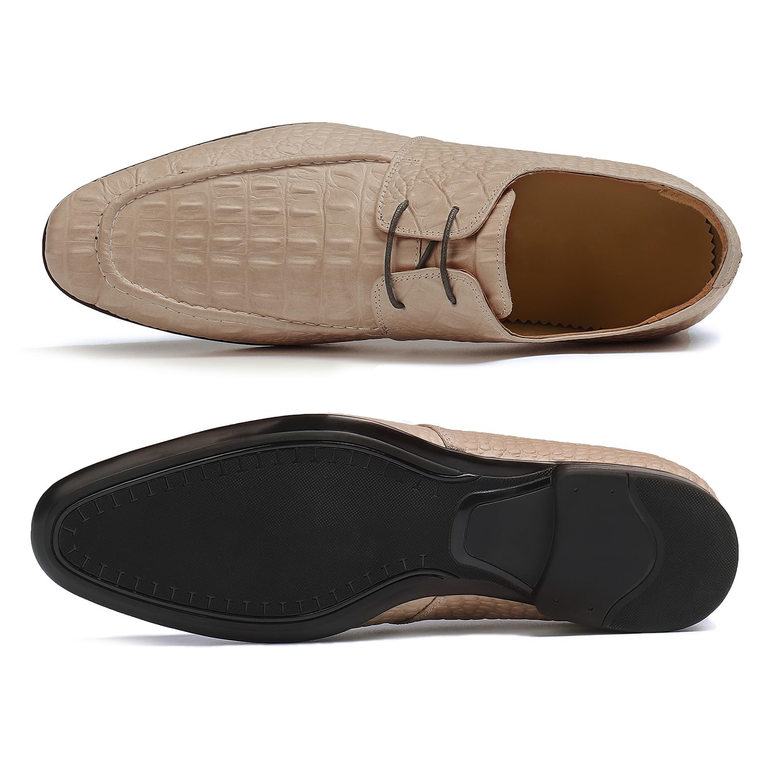 Derbys Casual in Rilievo da Uomo Scarpe Eleganti Morbide Formale Affari Scarpe Basse Stringate in Pelle Lavoro Feste