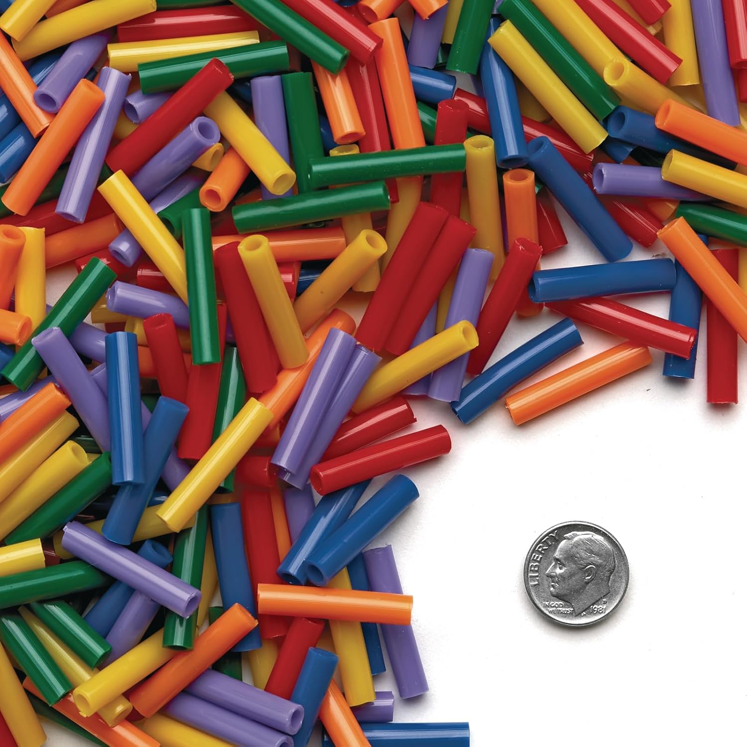 Colorations STRS Plastic Stringing Straw Beads for Jewelry, Necklaces, Bracelets, Crafts, Hobbies, and Early Math Skills Sorting, Counting, and Patterning - 1-Pound Resealable Gusseted Bag