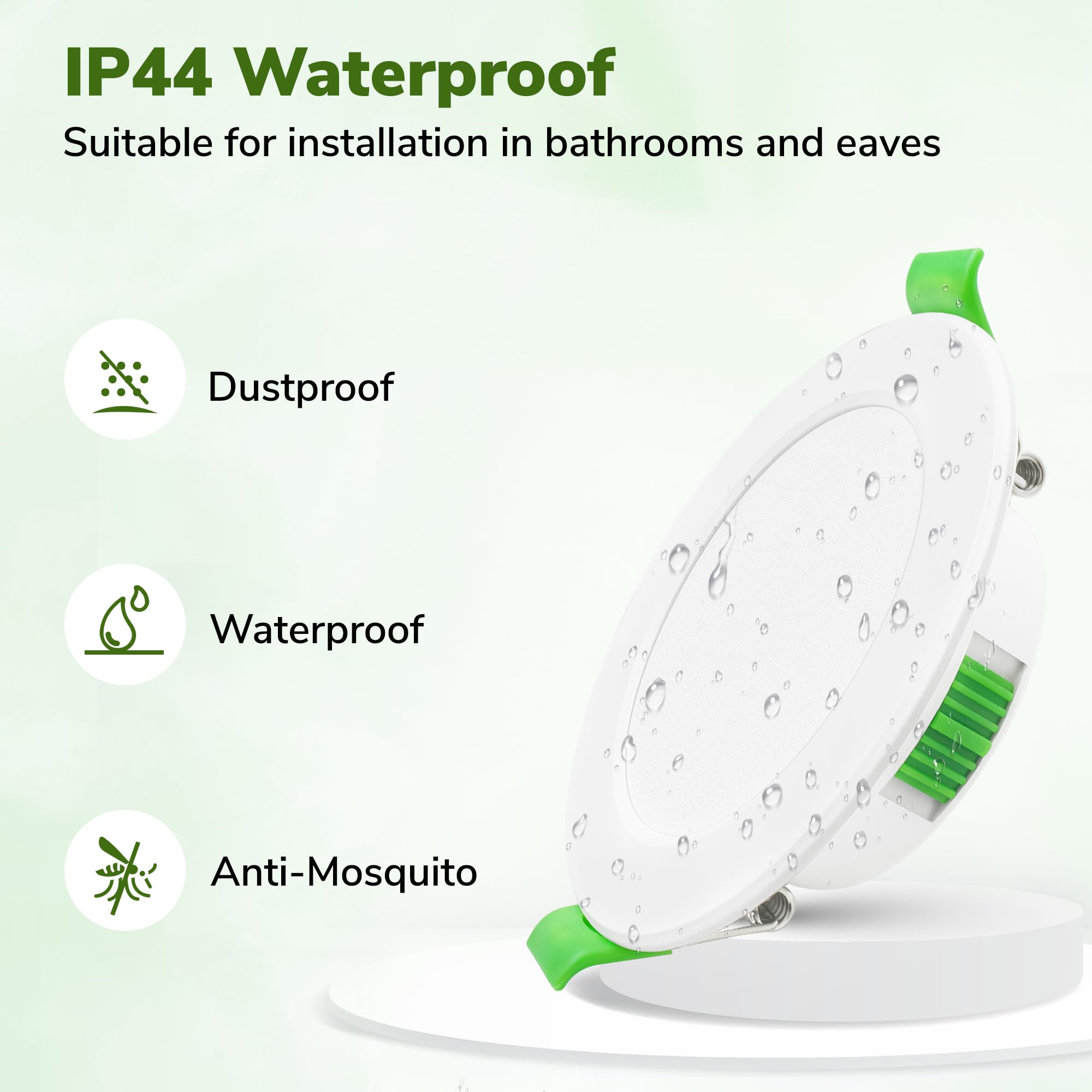 Pack de 10 Focos LED Empotrables Extra Planos 25mm, 6W Regulable 3 Intensidades sin Regulador, 2700K 4000K 6000K, IP44 Ojos de Buey LED Techo, Corte Ø58-68mm 230V, Blanco