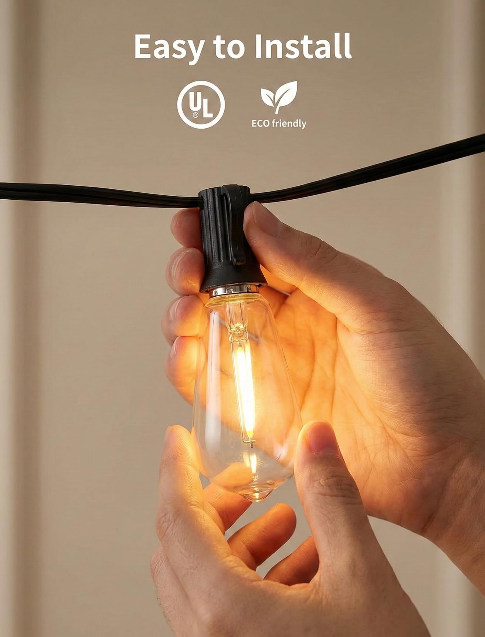 25Pack ST40 LED Replacement Light Bulbs Vintage Edison Waterproof Shatterproof Dimmable E17 LED Bulbs for Indoor Outdoor Patio — view 7