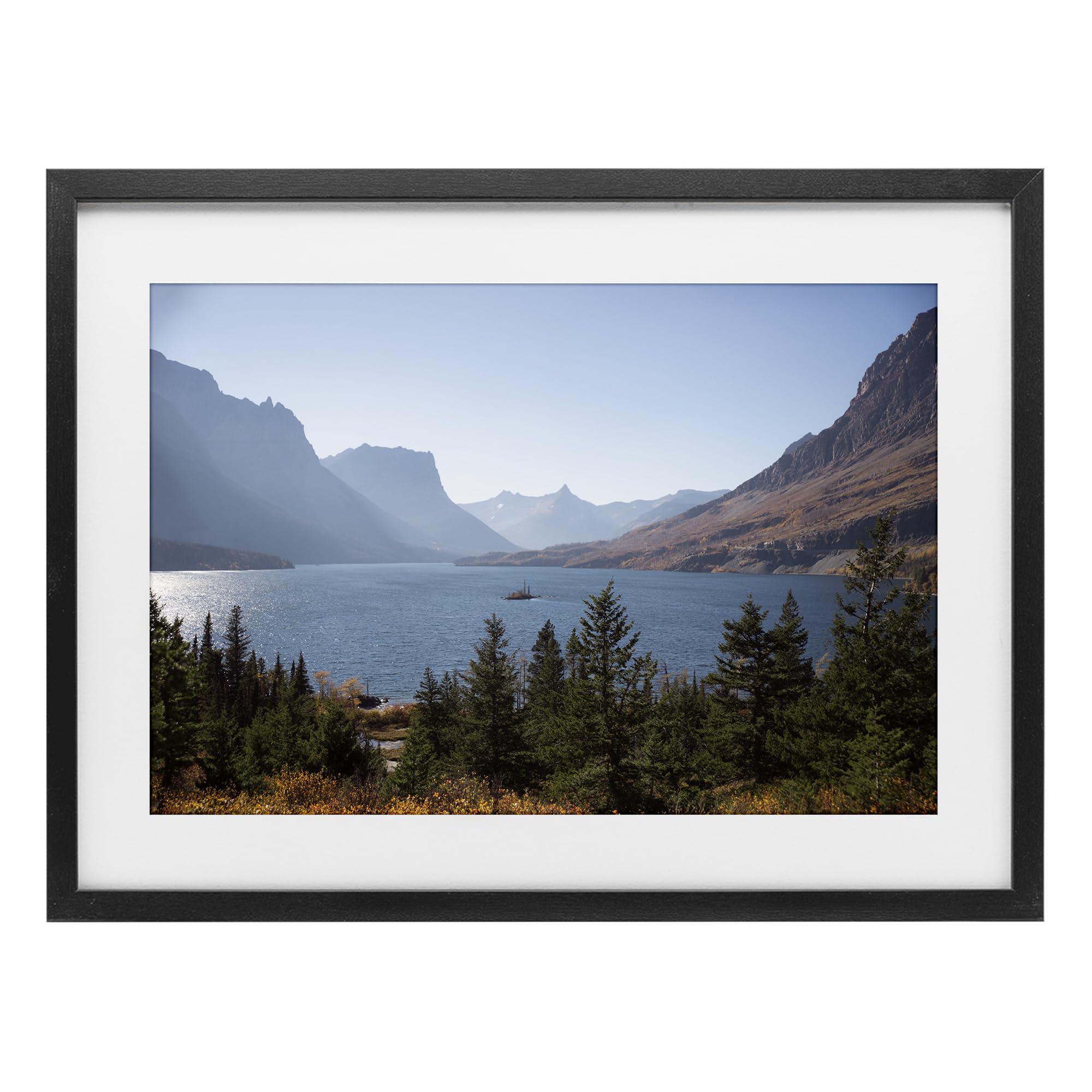 Cliffs Overlooking Lake Serenity, 17 x 23 Inch Framed Print Under Glass