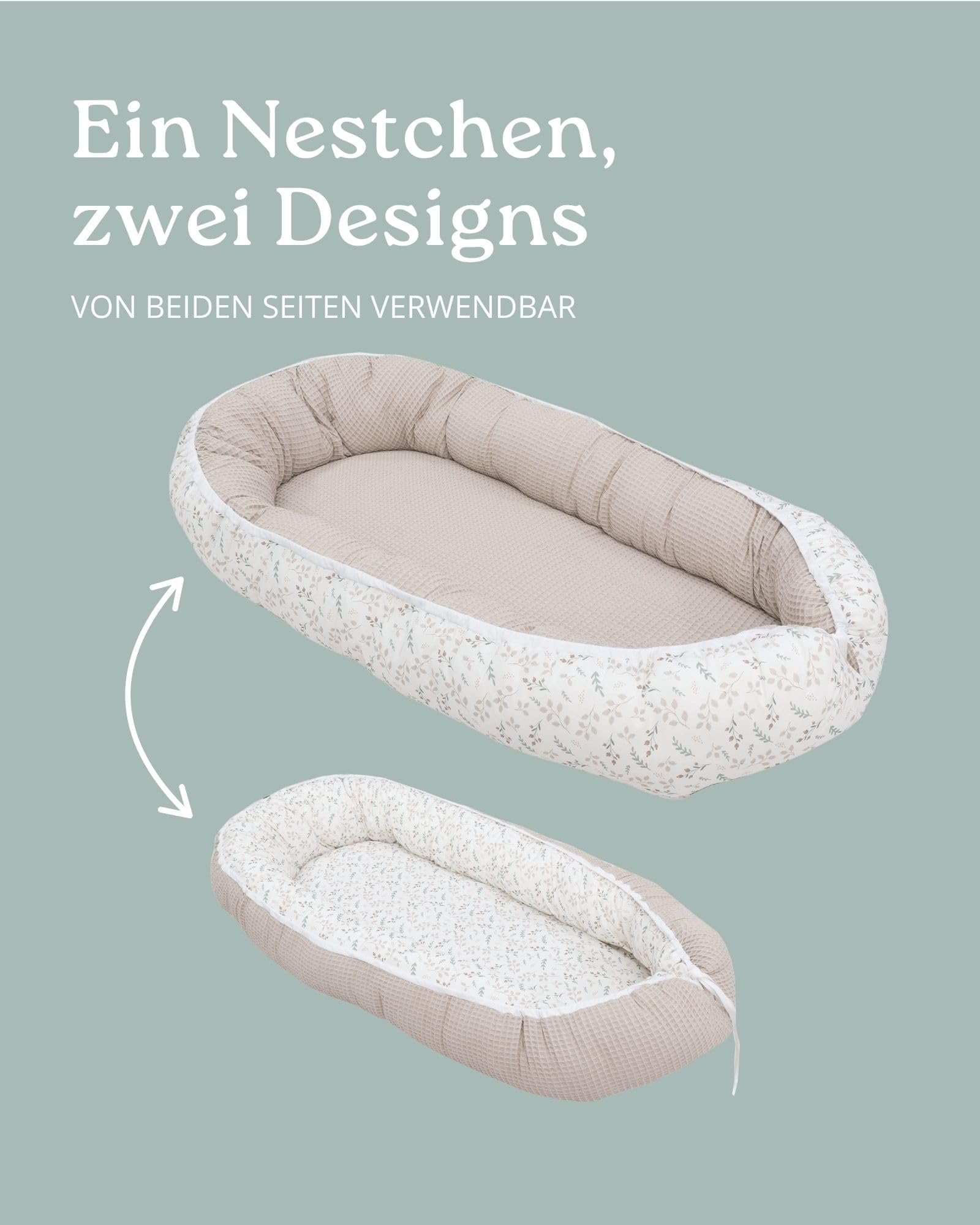ULLENBOOM Babynest OEKO-TEX Materialien Made in EU Babynestchen Neugeborene Kuschelnest Baby tragbares Reisebett gepolstert waschbar 55x95 cm