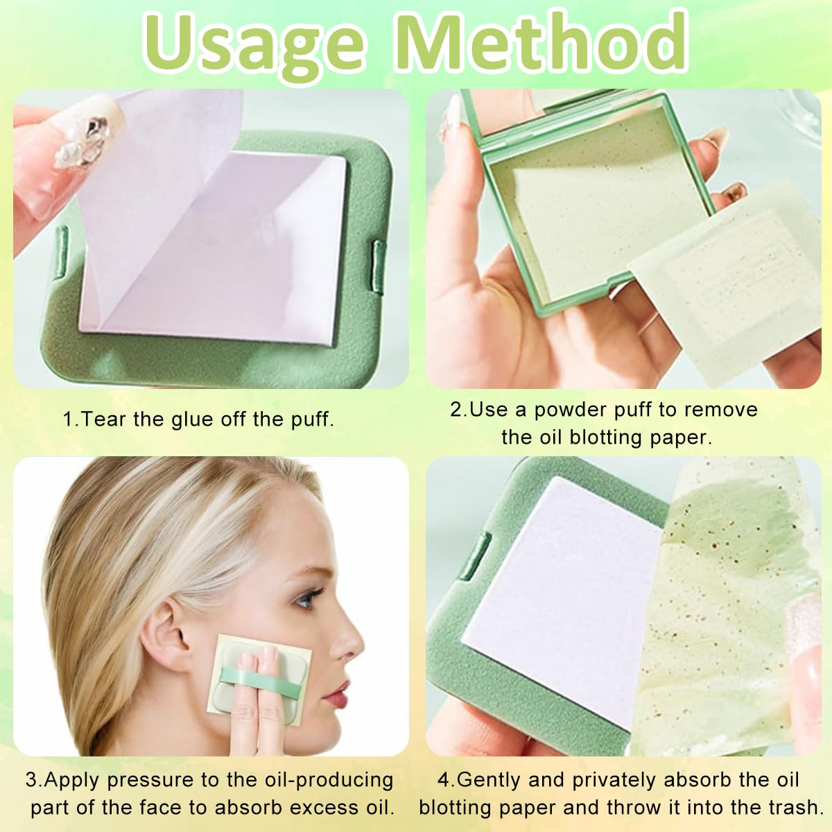 MAYCREATE Blotting Paper Green Tea Oil Control 100 Pcs for Oily Face 2