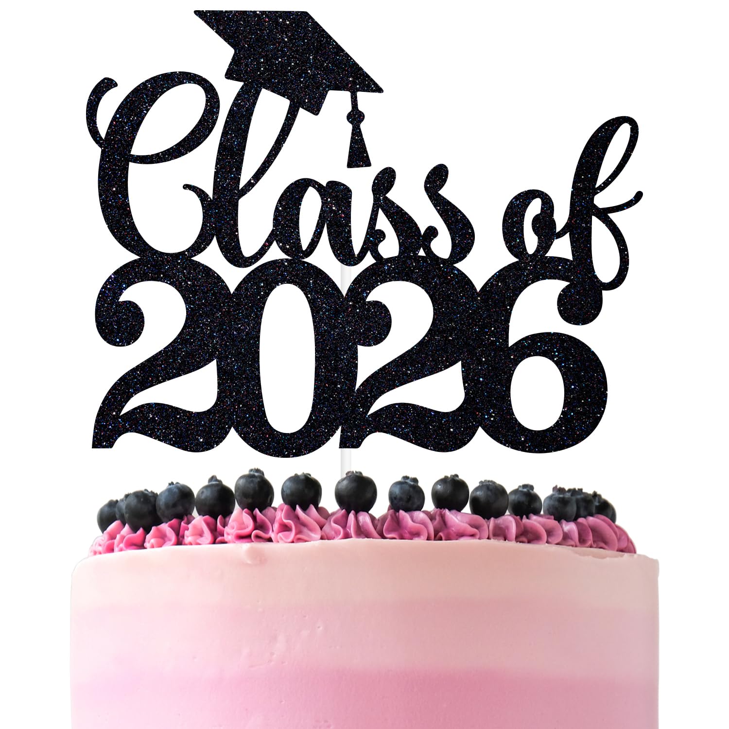Photo 1 of Black Glitter Class of 2026 Cake Topper, Congrats Grad 2026/Congrats Class of 2026/Congratulations, 2026 Graduation Party Decorations Supplies (2026, Black)