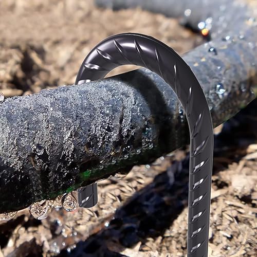 Miniatura 7 de AAGUT Estacas de tierra de 24 pulgadas (10 unidades) anclajes de valla de gancho en J de acero curvado, estacas de jardín con extremo afilado para