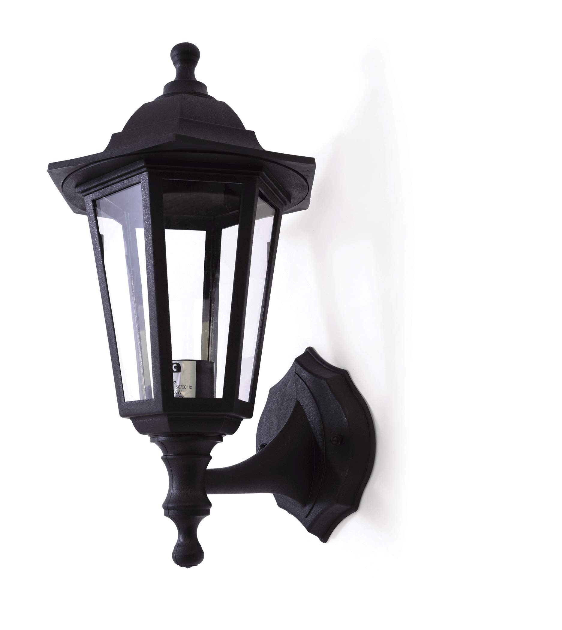 HiSPEC Full Lantern Outdoor Wall Mounted Lights: Twin Packs (Black, No PIR or Photocell: Single Pack)