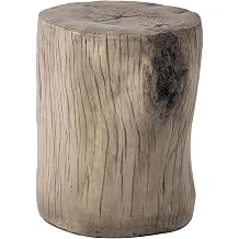 SUNBURY Stump Side Table, Concrete Side Table Coffee Log End Table,Patio Faux Wooden, Light Grey Stool Prop Plant Stand Holder for Garden Household Living Room