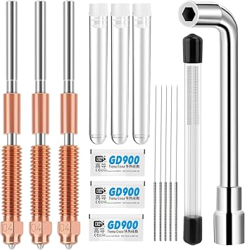 3 Pcs 0.4mm Quick-Swap K1C Nozzle Kit for Creality K1, 3D Printer Nozzle with Copper Alloy and Hardened Steel, 30 Pieces Cleaning Needles Wrench for Creality K1C/K1/K1 Max/Ender 3V3 3D Printer