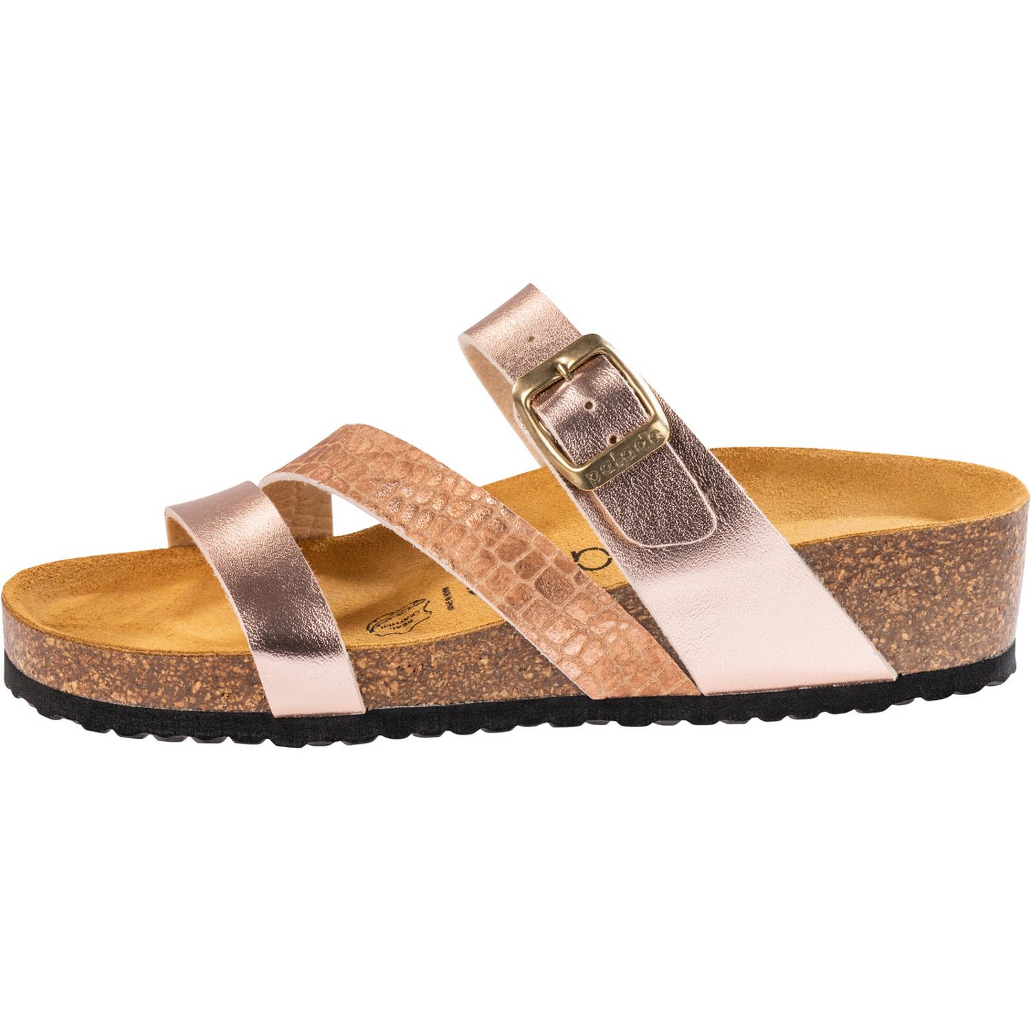 Palado Damen Pantoletten Chios - Sandalen Made in Spain - elegante Hausschuhe mit dämpfendem Kork-Fußbett - modische Sommerschuhe