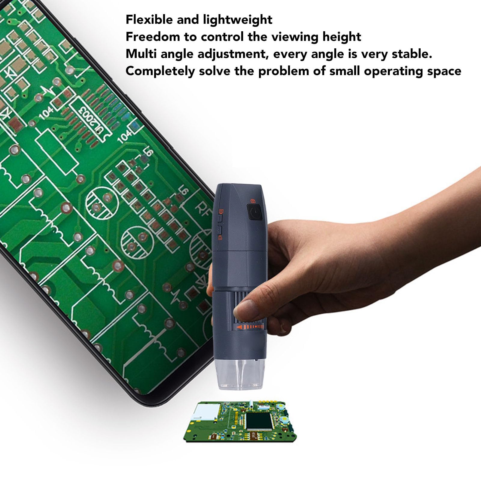 Microscopio Digital, Aumento 50X-1000X, Microscopios Portátiles WiFi con Soporte Ajustable, Cámara de Microscopio USB HD Compatible con Teléfonos PC (Black)