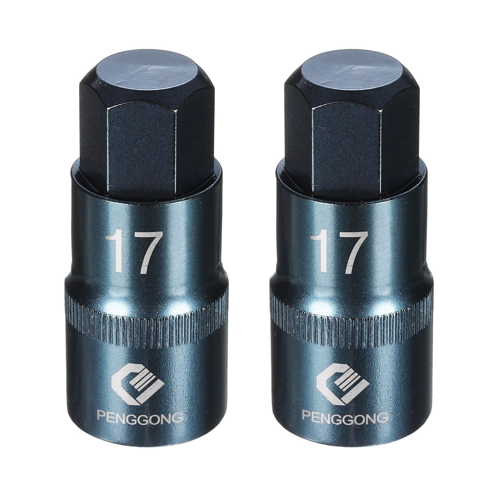 sourcing map 2pcs 1/2" Drive Impact Hex Bit Socket H17 (17mm) Metric 2.2" Length S2 Steel 6-Point Sockets for Power Drill Drivers Adapter, Blue — image 1