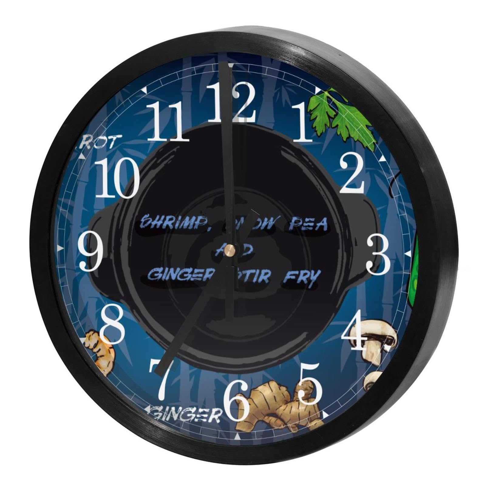 Horloge murale ronde cuisine décorative aux motifs de légumes carotte et pois