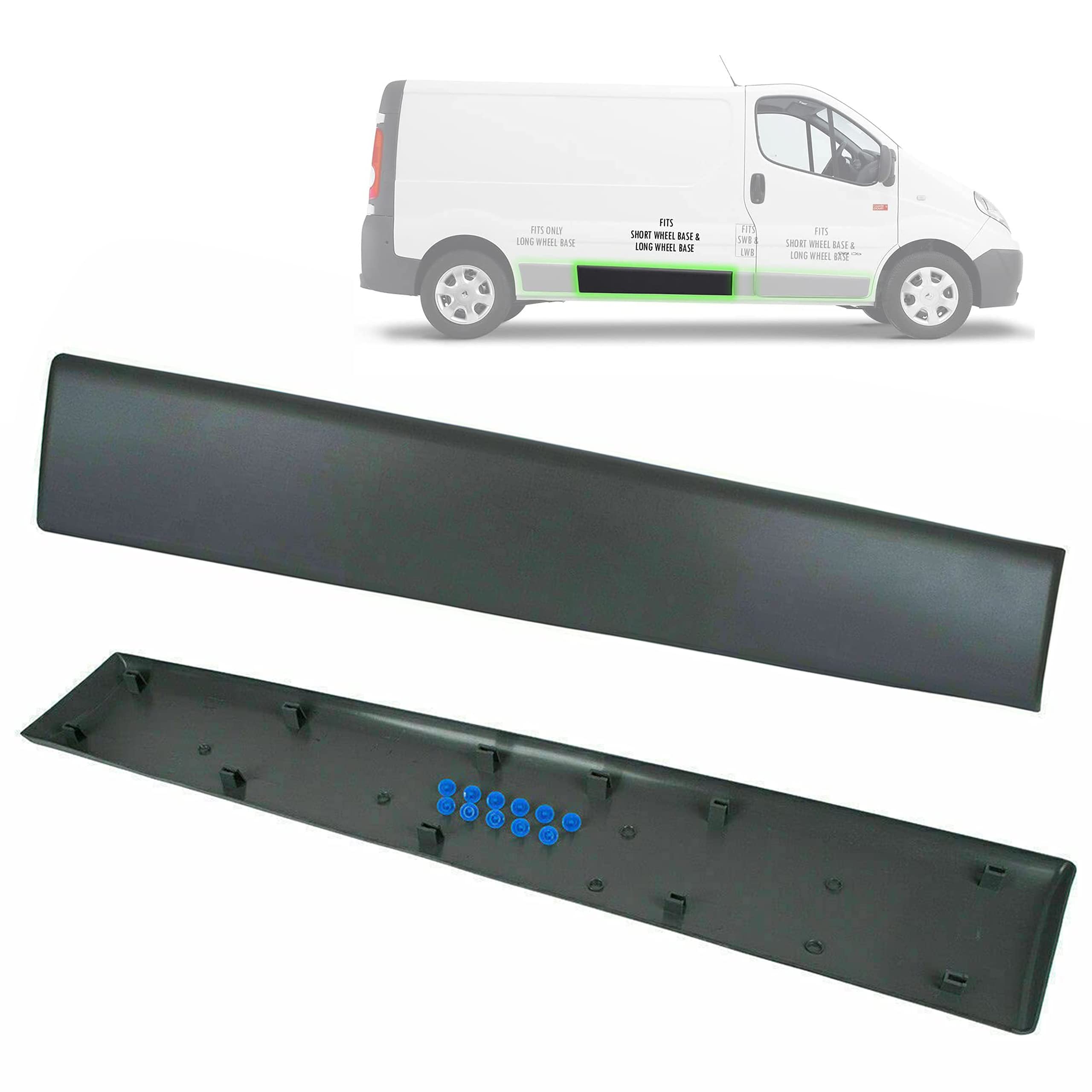 Panel de tira de moldura larga - Moldura de puerta corredera compatible con Vivaro Trafic MK2 Primaster 2001-2014 (largo derecho)
