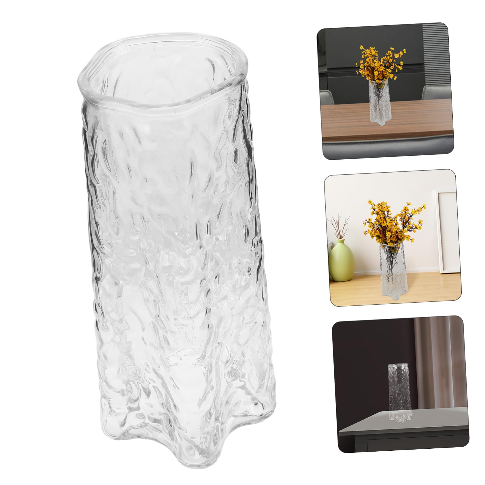 Amosfun Vase Verre Transparent pour Fleurs Hydroponiques Pot de Fleurs de Bureau Polyvalent pour Bouquets Secs et Propagation Décoration Moderne pour Salon Cuisine et Bureau