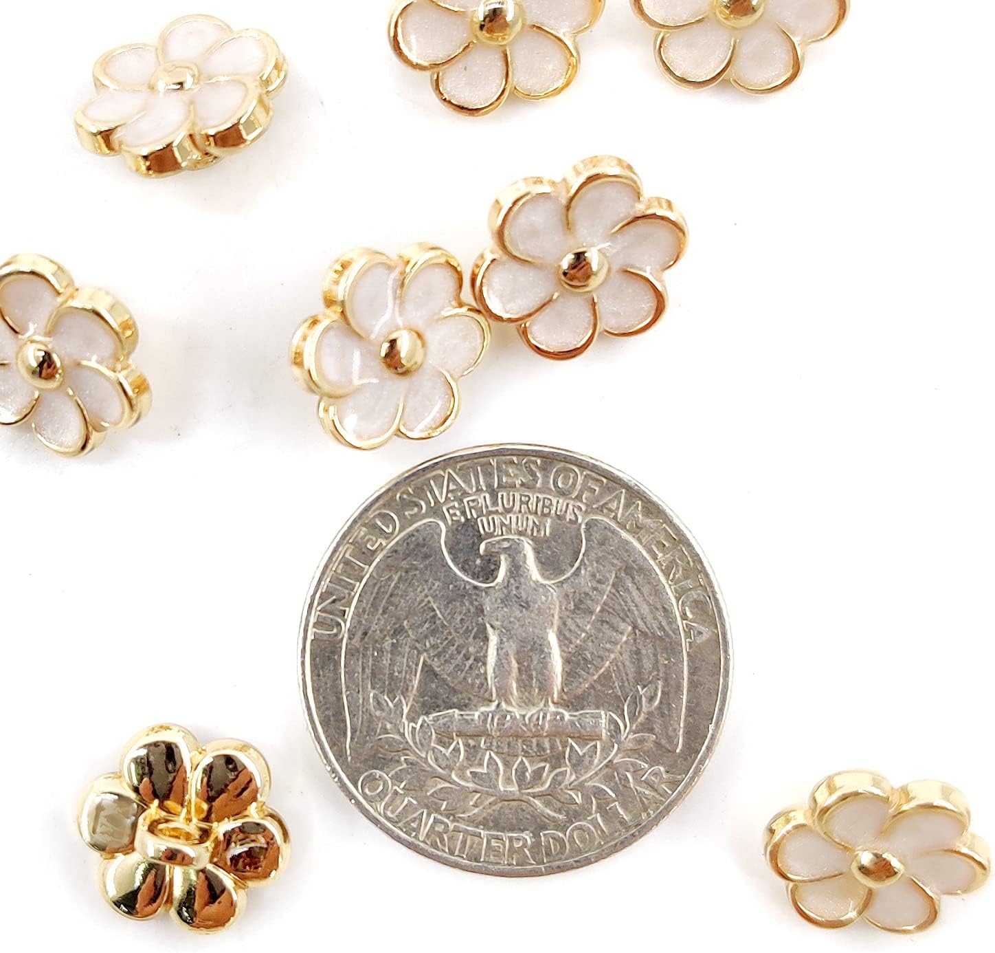 Enamel Golden Plum Flower Shank Sewing Buttons 20 Pcs - 11.5mm, 15/32"