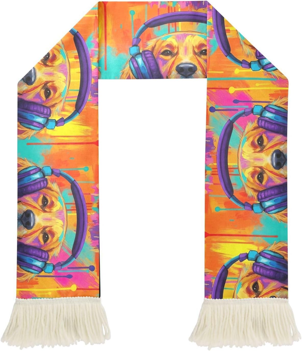 CHIFIGNO Colorful Dog Sports Fan Scarf with Fringe Ends, Soft Polyester Cheering Towel for Soccer Football Games, Quick Dry Sweat Absorbent Rally Scarf
