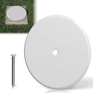 7Inch Clean Out Cover Plate, Cleanout Cover Plate for Clean Plug Access Hole, Round Decorative Cleanout Cover Access Plate for Rear Deck Drain and Hidden Open Gutter White,1 Pcs