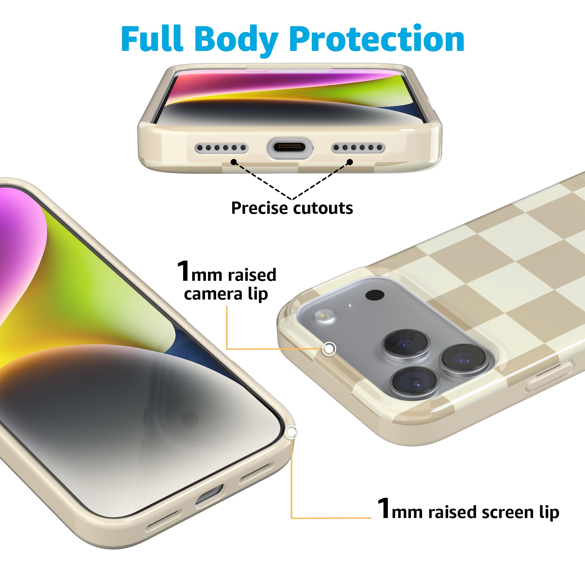 Casely Coque pour iPhone 18 Pro Max | Fit Check | Damier neutre | Compatible avec MagSafe | Design classique ultra fin