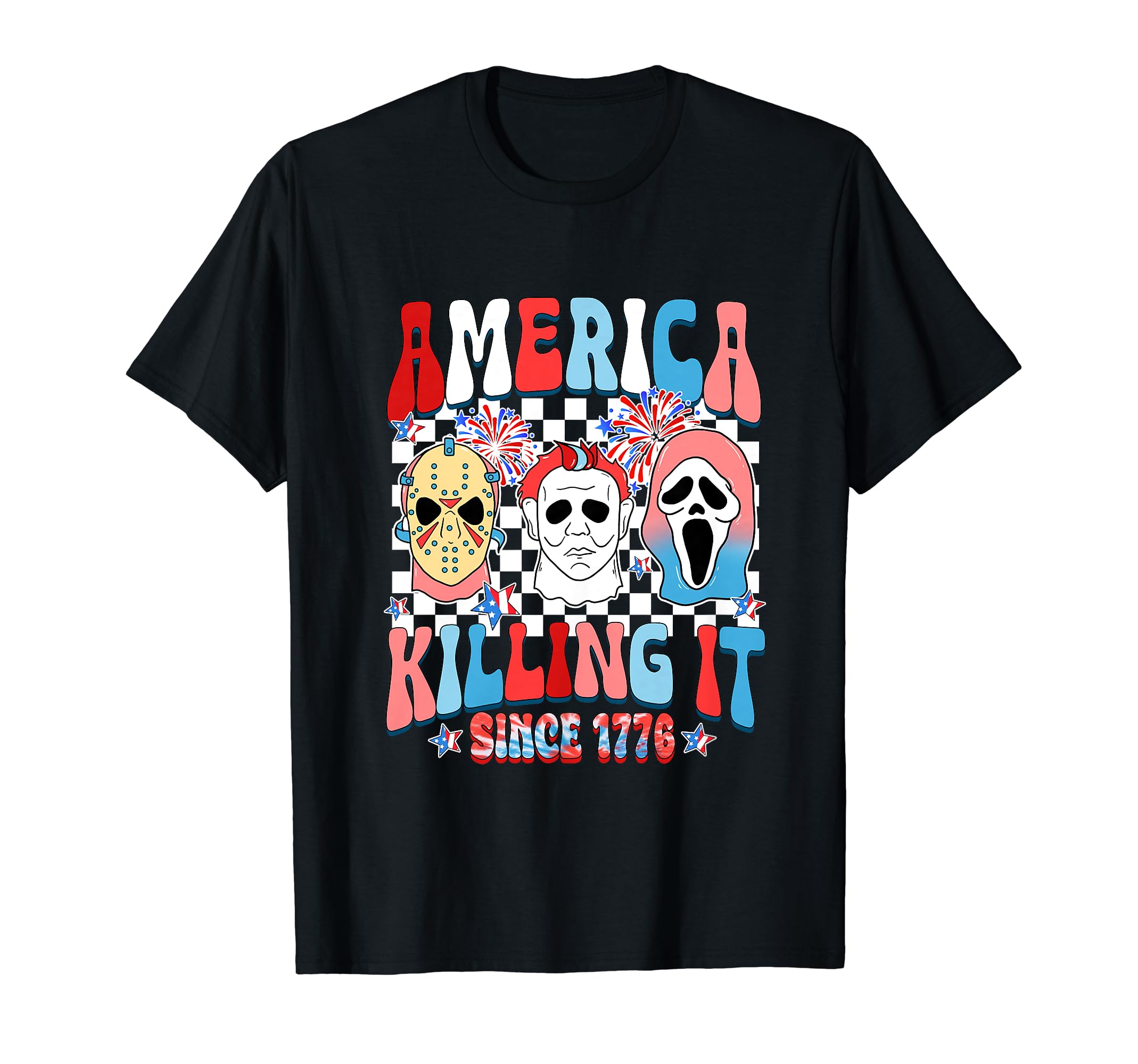 America Killing IT Since 1776 Horror 4th Of JulyGroovy America Killing IT Since 1776 Horror 4th Of July USA T-Shirt