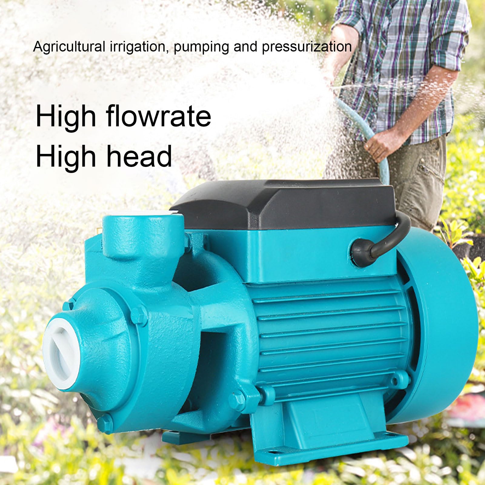 Wassererhöhungspumpe, 0,75 PS, 50 M Hub, 792 GPH, 550 W, 2850 U/min, Zentrifugal-Einzelsaug-Transfer-Bewässerungspumpen, Leise, mit 1 Zoll Einlassauslass für den Hausgarten